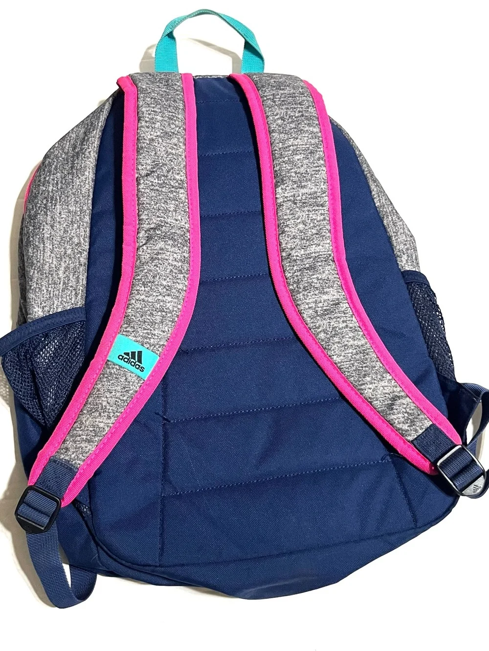 adidas Gray Heather Backpack with Navy Base and Teal Accents